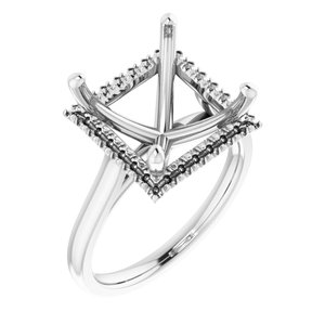 14K White Gold 10x10 mm Square French-Set Engagement Ring Mounting