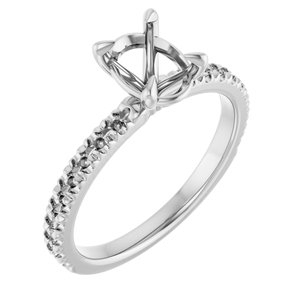 14K White Gold 8x6 mm Oval French-Set Engagement Ring Mounting
