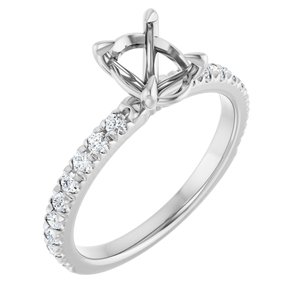 14K White Gold 8x6 mm Oval 1/3 CTW Lab-Grown Diamond Semi-Set French-Set Engagement Ring