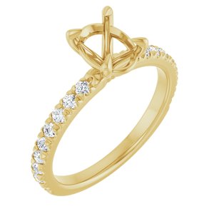 14K Yellow Gold 8x6 mm Oval 1/3 CTW Lab-Grown Diamond Semi-Set French-Set Engagement Ring