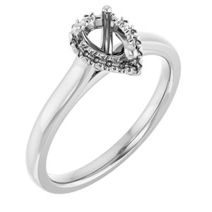 14K White Gold 6x4 mm Pear French-Set Engagement Ring Mounting