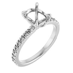 Platinum 9x7 mm Oval French-Set Engagement Ring Mounting  