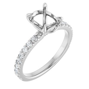 14K White Gold 9x7 mm Oval 1/3 CTW Lab-Grown Diamond Semi-Set French-Set Engagement Ring