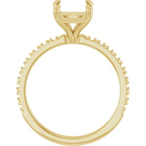 14K Yellow Gold 9x7 mm Emerald French-Set Engagement Ring Mounting  