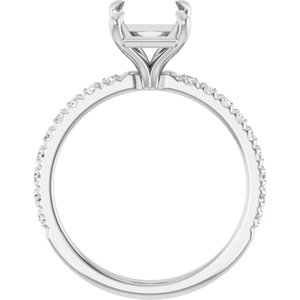 Platinum 9x7 mm Emerald 1/3 CTW Lab-Grown Diamond Semi-Set French-Set Engagement Ring