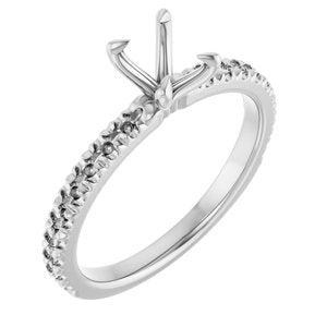 10K White Gold 7x5 mm Oval French-Set Engagement Ring Mounting  