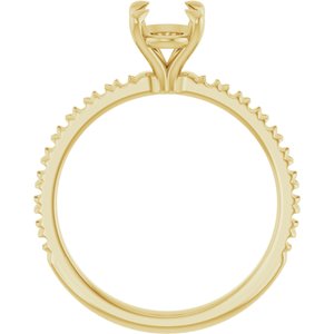 14K Yellow Gold 8x6 mm Oval French-Set Engagement Ring Mounting  