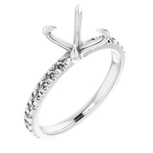 14K White Gold 6x6 mm Square French-Set Engagement Ring Mounting
