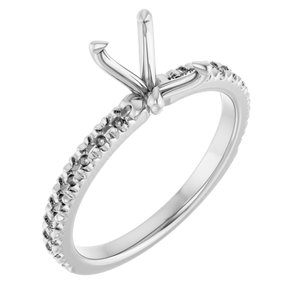 14K White Gold 7x5 mm Emerald French-Set Engagement Ring Mounting
