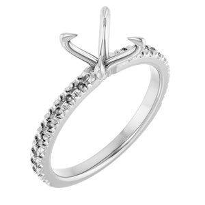 14K White Gold 5.5x5.5 mm Square French-Set Engagement Ring Mounting