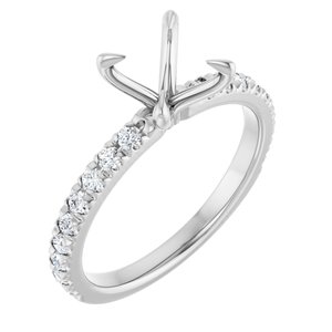 14K White Gold 5.5x5.5 mm Square 1/3 CTW Diamond Semi-Set French-Set Engagement Ring