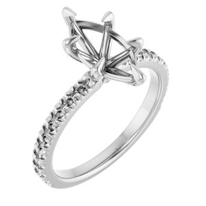 14K White Gold 12x6 mm Marquise French-Set Engagement Ring Mounting