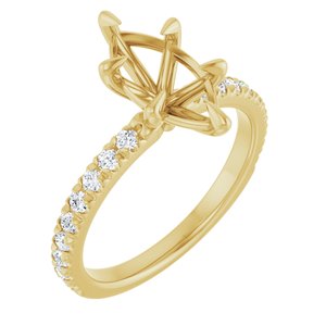 14K Yellow Gold 12x6 mm Marquise 1/3 CTW Lab-Grown Diamond Semi-Set Engagement Ring