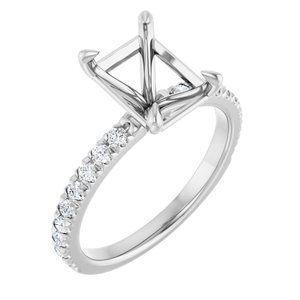 Platinum 9x7 mm Emerald 1/3 CTW Lab-Grown Diamond Semi-Set French-Set Engagement Ring