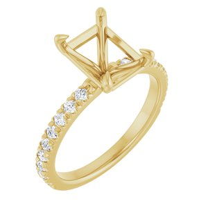 14K Yellow Gold 9x7 mm Emerald 1/3 CTW Natural Diamond Semi-Set Engagement Ring