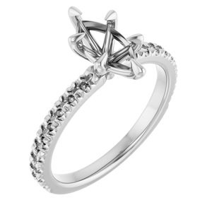 14K White Gold 10x5 mm Marquise French-Set Engagement Ring Mounting