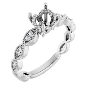 14K White Gold 6.5 mm Round .08 CTW Natural Diamond Semi-Set Engagement Ring