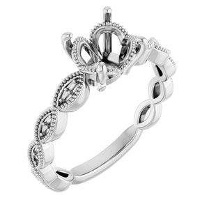 14K White Gold  7.4 mm Round Engagement Ring Mounting