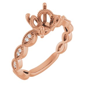 14K Rose Gold 7.4 mm Round 1/10 CTW Lab-Grown Diamond Semi-Set Engagement Ring