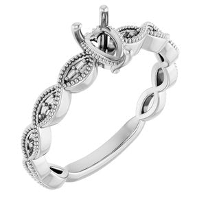 14K White Gold  6x4 mm Pear Engagement Ring Mounting