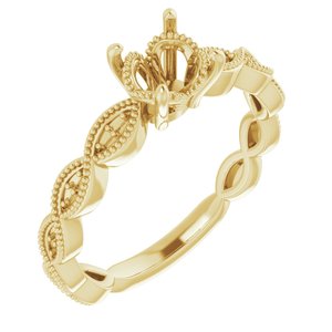 14K Yellow Gold  6 mm Round Engagement Ring Mounting