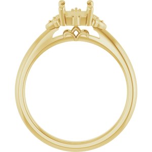 14K Yellow Gold 7x5 mm Emerald Accented Engagement Ring Mounting 