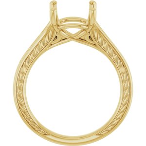 18K Yellow Gold  10x8 mm Emerald Solitaire Engagement Ring Mounting