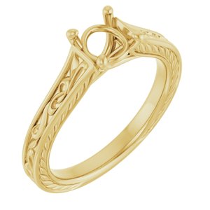 14K Yellow Gold  6 mm Round Solitaire Engagement Ring Mounting