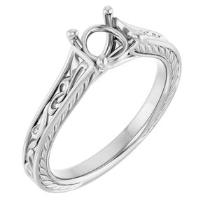 Sterling Silver  6 mm Round Solitaire Engagement Ring Mounting