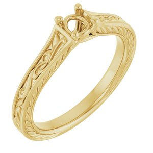 14K Yellow Gold  4.1 mm Round Solitaire Engagement Ring Mounting