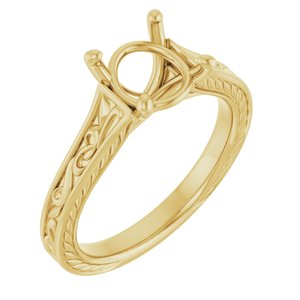 10K Yellow Gold  8 mm Round Solitaire Engagement Ring Mounting