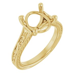 10K Yellow Gold  11x9 mm Oval Solitaire Engagement Ring Mounting