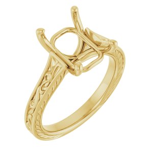 18K Yellow Gold  10x8 mm Emerald Solitaire Engagement Ring Mounting