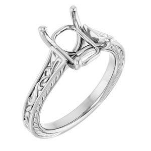 Platinum  9x7 mm Emerald Solitaire Engagement Ring Mounting
