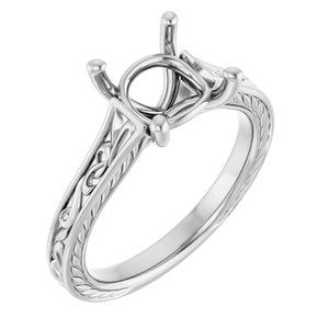 14K White Gold 6.5x6.5 mm Square Engagement Ring Mounting