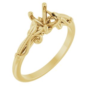 14K Yellow Gold 7x5 mm Oval Sculptural-Inspired Engagement Ring Mounting
