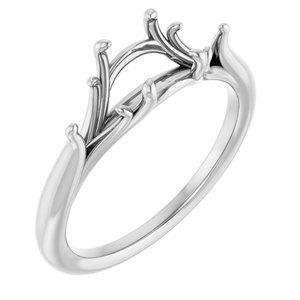14K White Gold 6.5 mm Round Engagement Ring Mounting