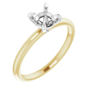 14K Yellow/White Gold 6 mm Round Engagement Ring Mounting