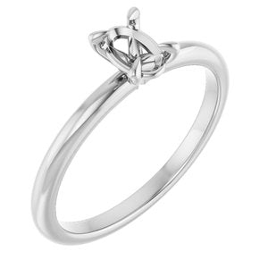 10K White Gold  6x4 mm Oval Solitaire Engagement Ring Mounting