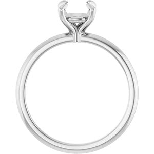 10K White Gold  6.5 mm Round Solitaire Engagement Ring Mounting