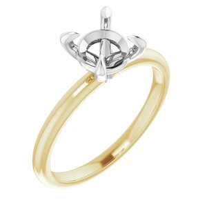 14K Yellow/White Gold 7 mm Round Engagement Ring Mounting