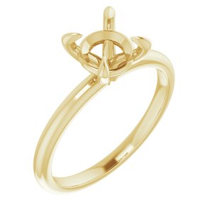18K Yellow Gold  7 mm Round Solitaire Engagement Ring Mounting