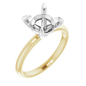 18K Yellow/White Gold 8.8 mm Round Engagement Ring Mounting