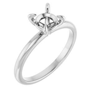 10K White Gold  6.5 mm Round Solitaire Engagement Ring Mounting