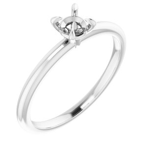 14K White Gold  4.4 mm Round Solitaire Engagement Ring Mounting