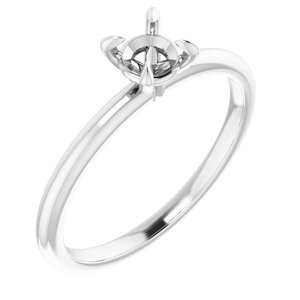 10K White Gold  4.8 mm Round Solitaire Engagement Ring Mounting
