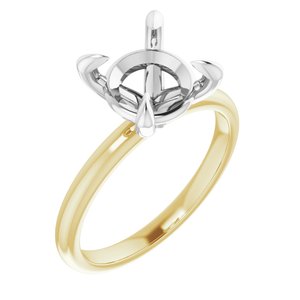 14K Yellow/White Gold 9 mm Round Engagement Ring Mounting