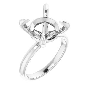14K White Gold  12 mm Round Solitaire Engagement Ring Mounting