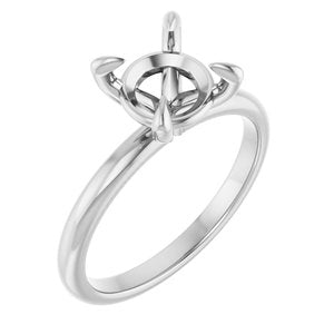 10K White Gold  8 mm Round Solitaire Engagement Ring Mounting