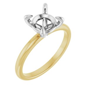 14K Yellow/White Gold 8 mm Round Engagement Ring Mounting